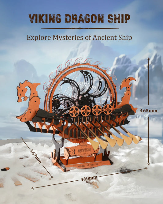 Movable Viking Ship Model 3D Wooden Puzzle