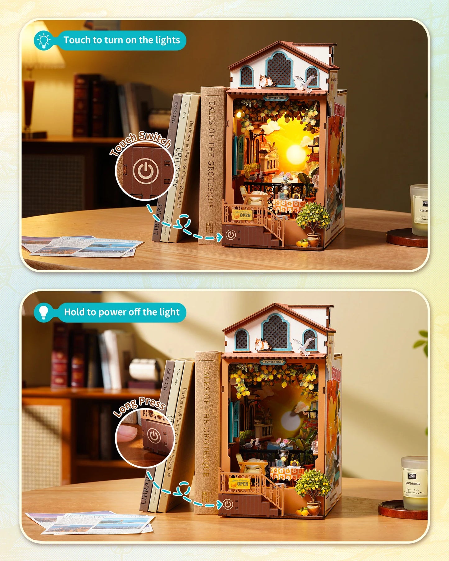 DIY Book Nook Kit Sunset Isle 3D Wooden Puzzle