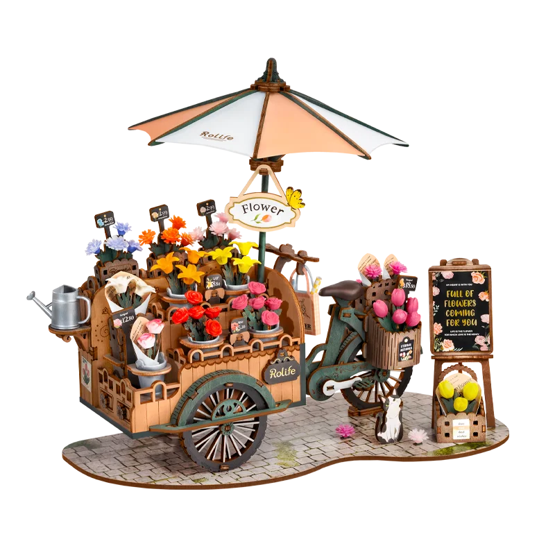 DIY Blossom Cart: 3D Wooden Puzzle