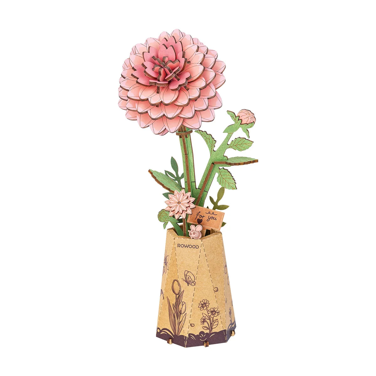 ROBOTIME DIY 3D Wooden Flower Bouquet: Everlasting Home Decor