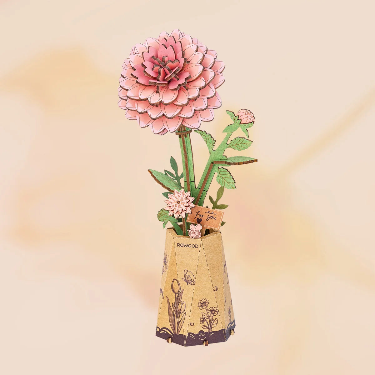 ROBOTIME DIY 3D Wooden Flower Bouquet: Everlasting Home Decor
