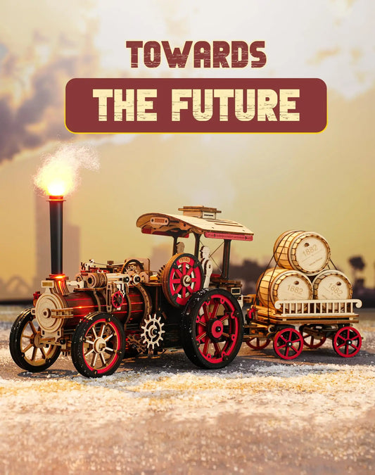 ROKR Tractor Locomotive 3D Wooden Puzzle - Steam Engine Model