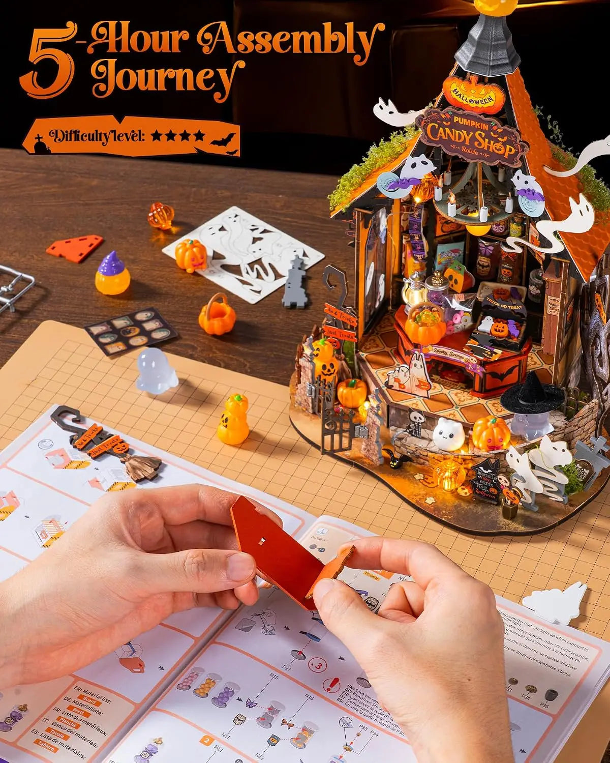 Rolife Haunted Candy House DIY Miniature Model Kit — Spooky Halloween Decor