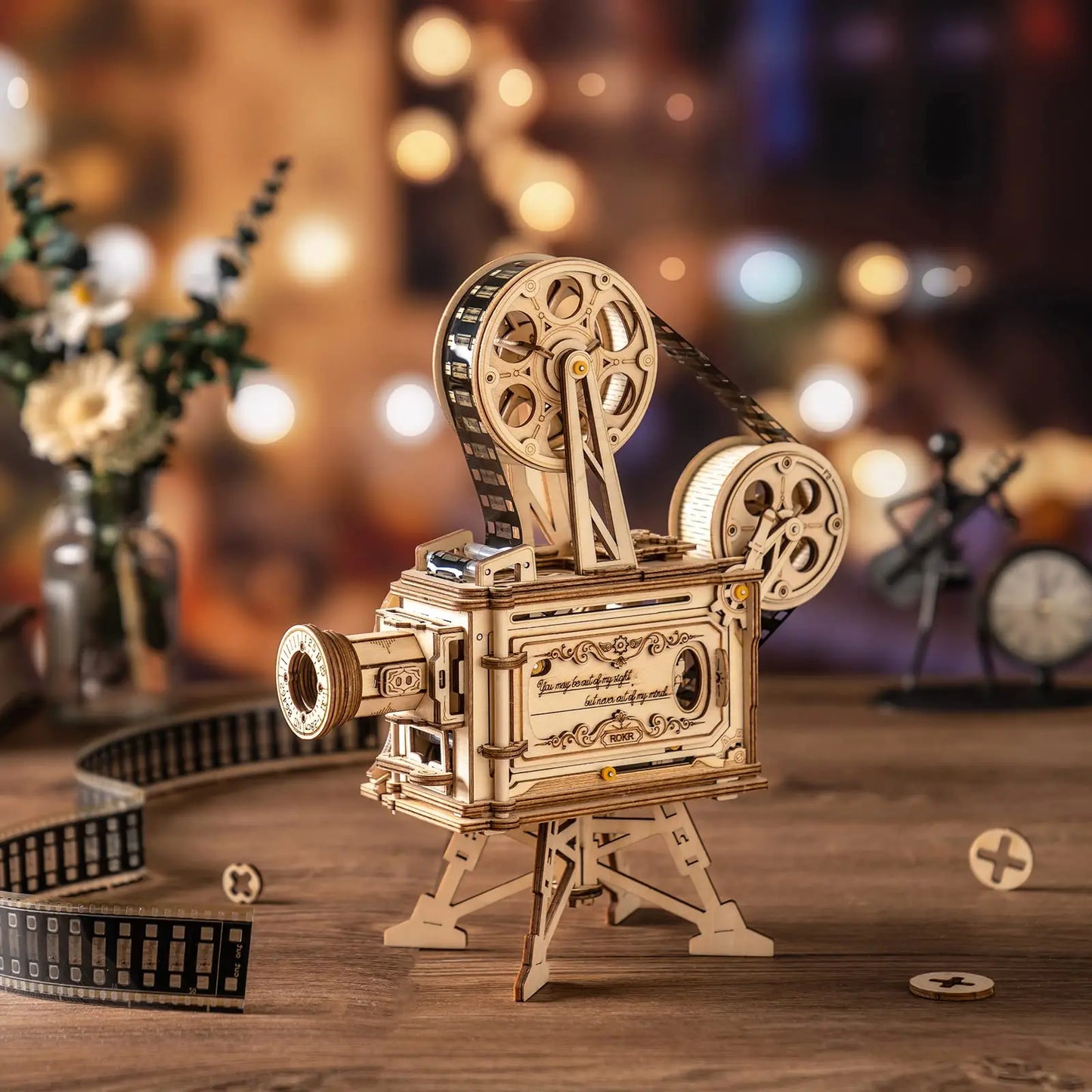 Vintage Cinema Maker: 3D Wooden Puzzle DIY Film Projector