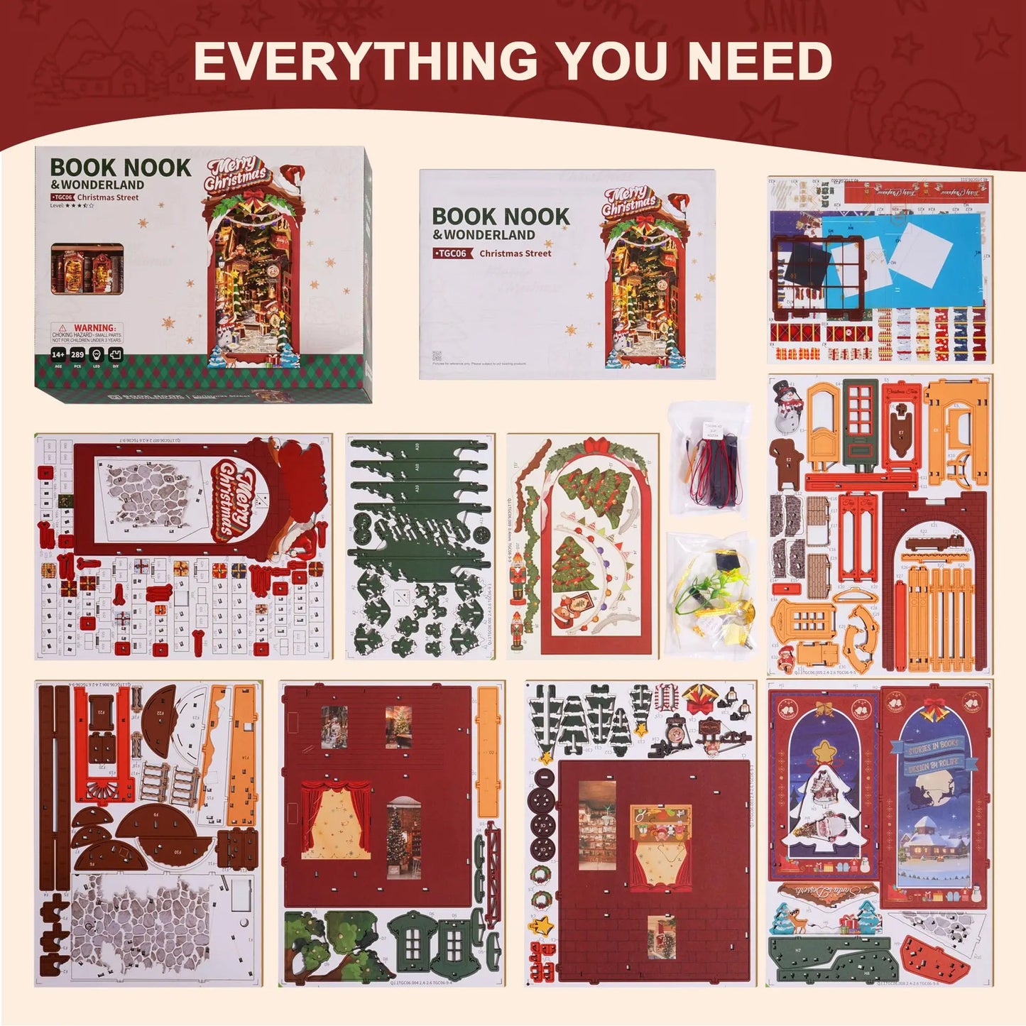 3D Wooden Puzzle Miniature Christmas House Bookshelf Decoration