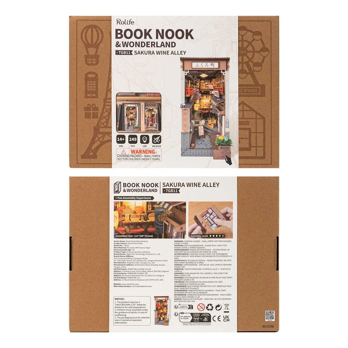 Rolife Sakura Wine Alley 3D DIY Wooden Book Nook Kit