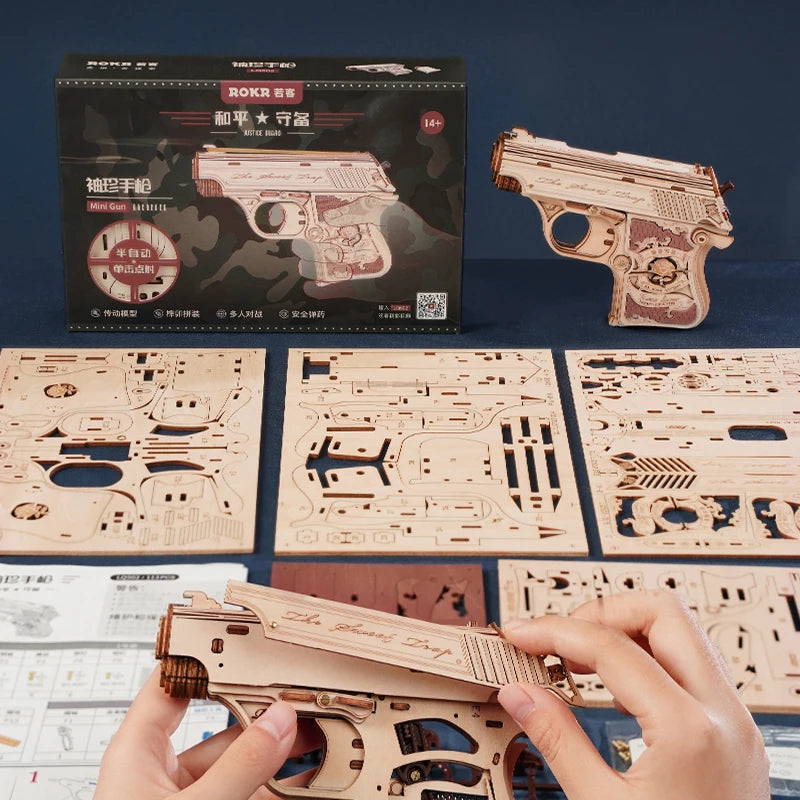 DIY Wooden Model Mini Gun Kit for Adults & Teens by Rokr
