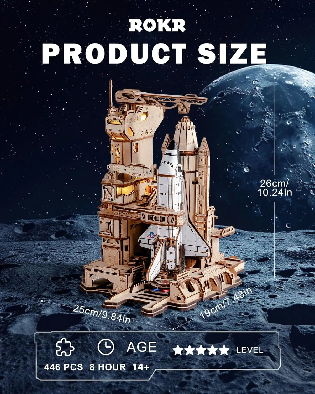ROKR 3D Wooden Puzzle – Space Shuttle Model Kit for Adults