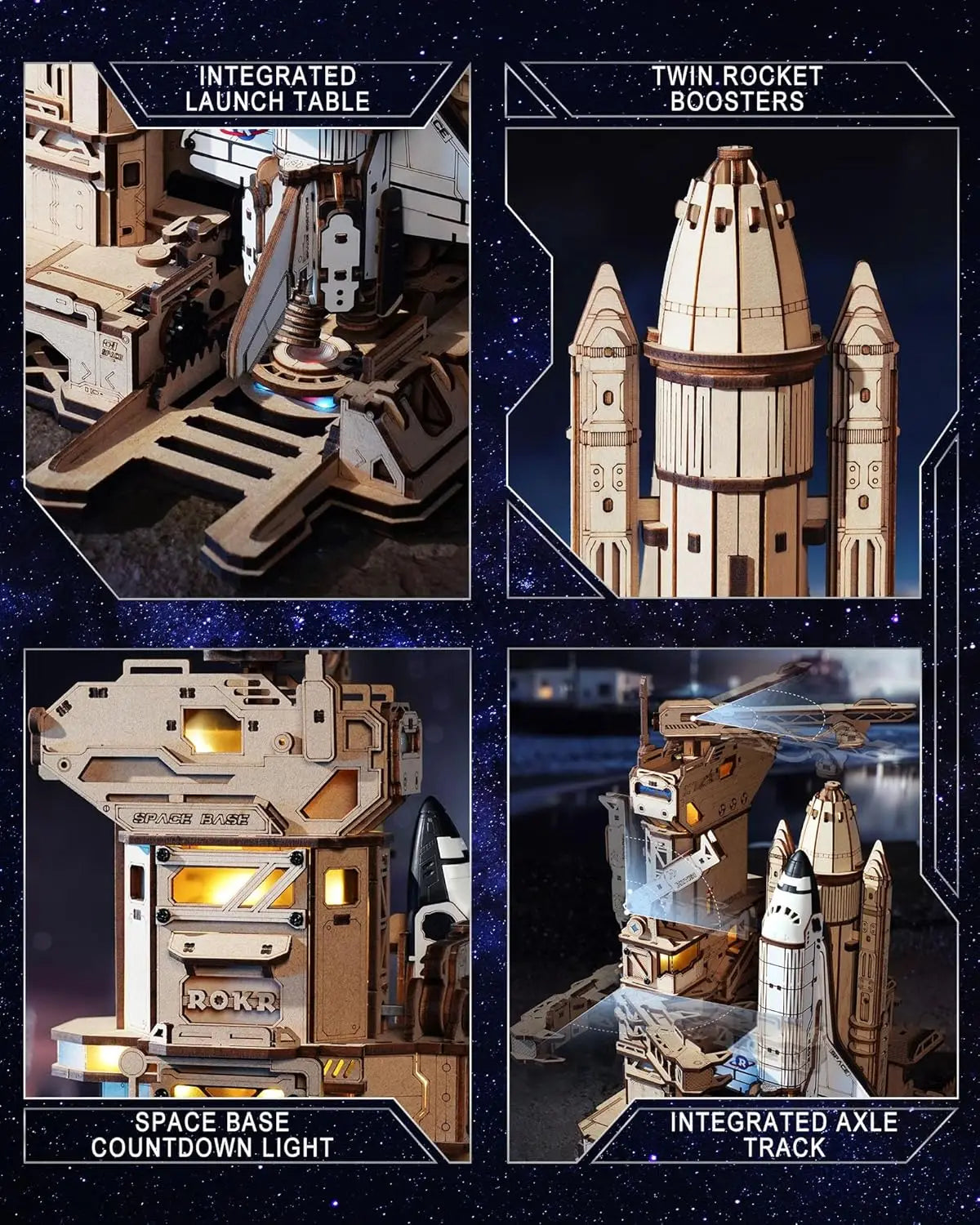 ROKR 3D Wooden Puzzle – Space Shuttle Model Kit for Adults