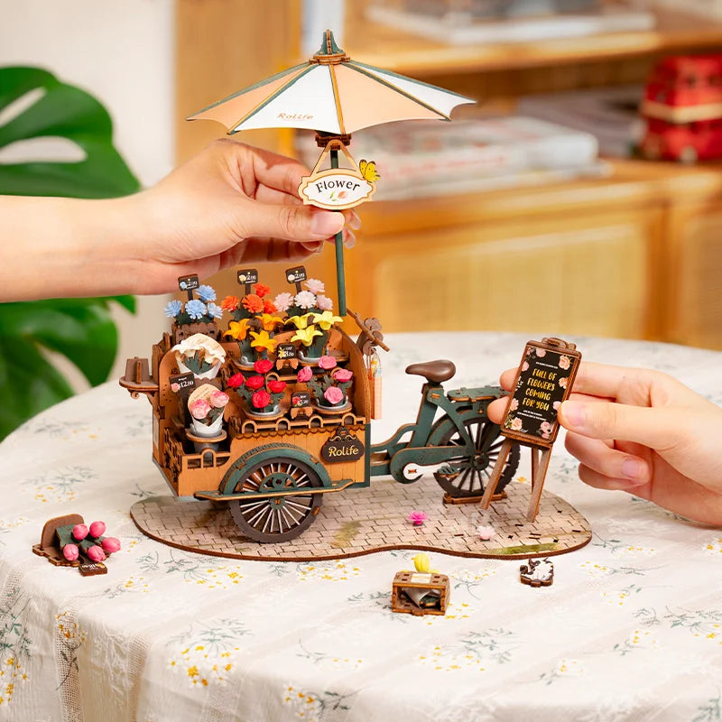 DIY Blossom Cart: 3D Wooden Puzzle