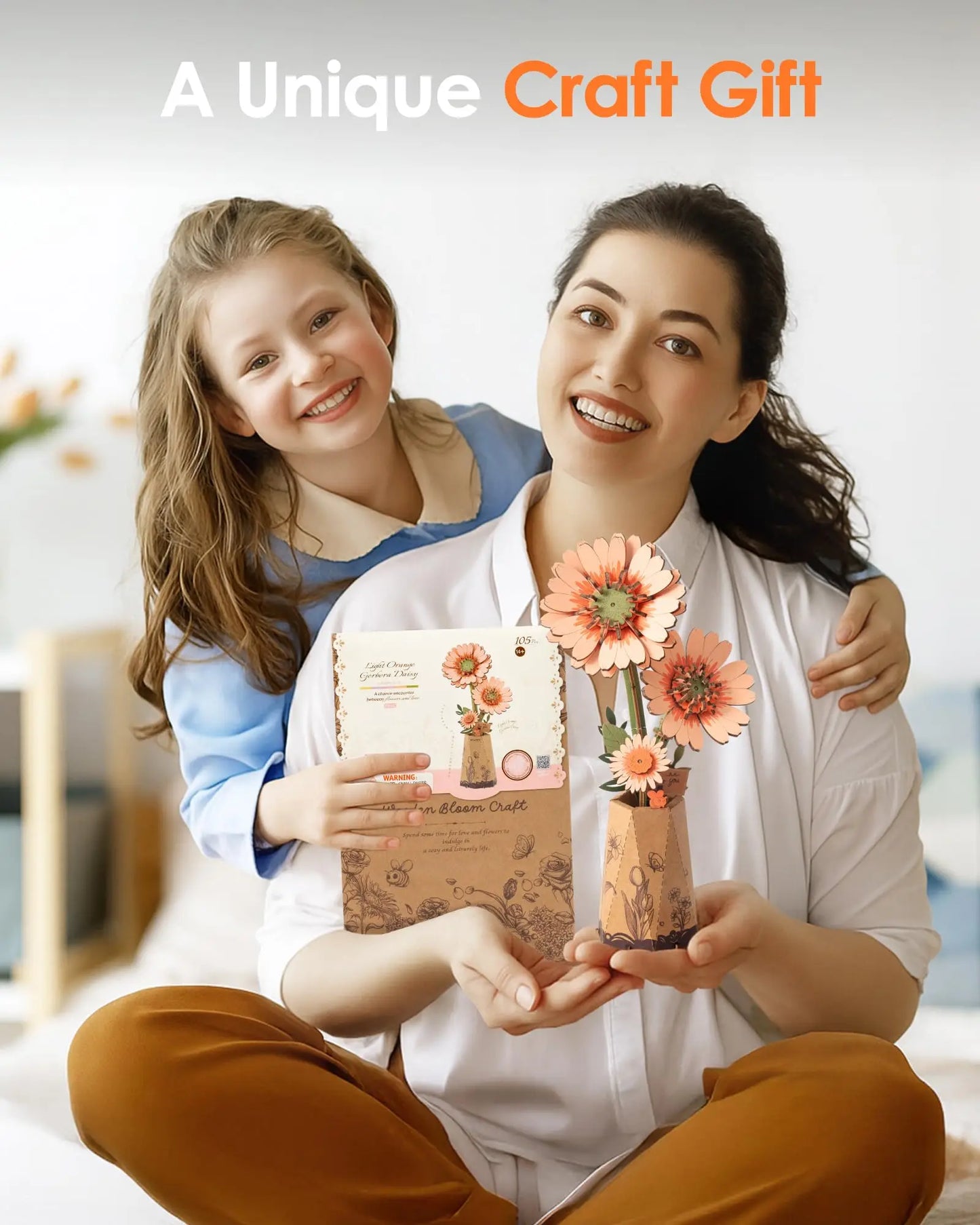 Rowood DIY 3D Wooden Flowers: Sakura & Gerbera Daisy Botanical Building Kit