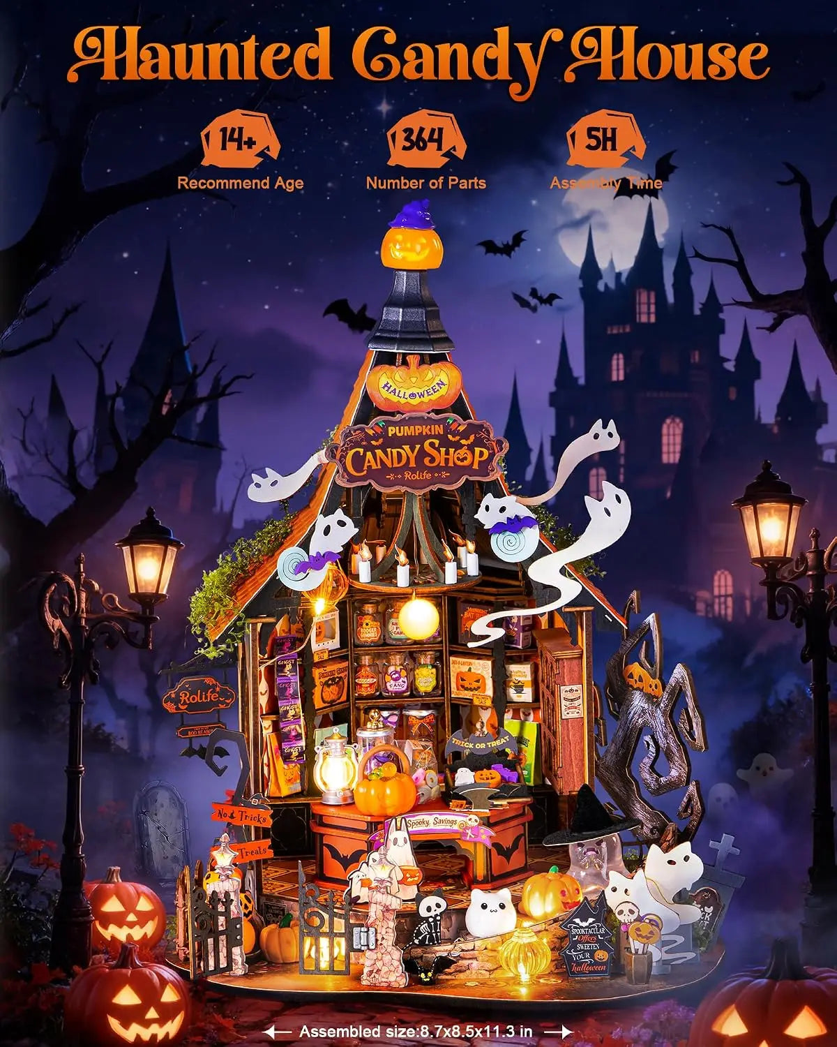 Rolife Haunted Candy House DIY Miniature Model Kit — Spooky Halloween Decor