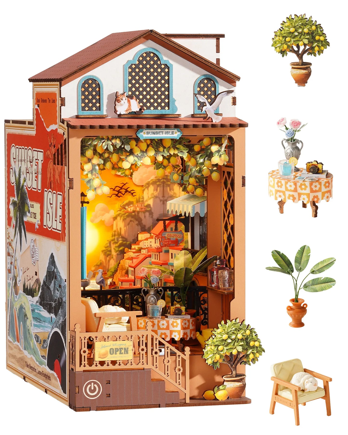 DIY Book Nook Kit Sunset Isle 3D Wooden Puzzle