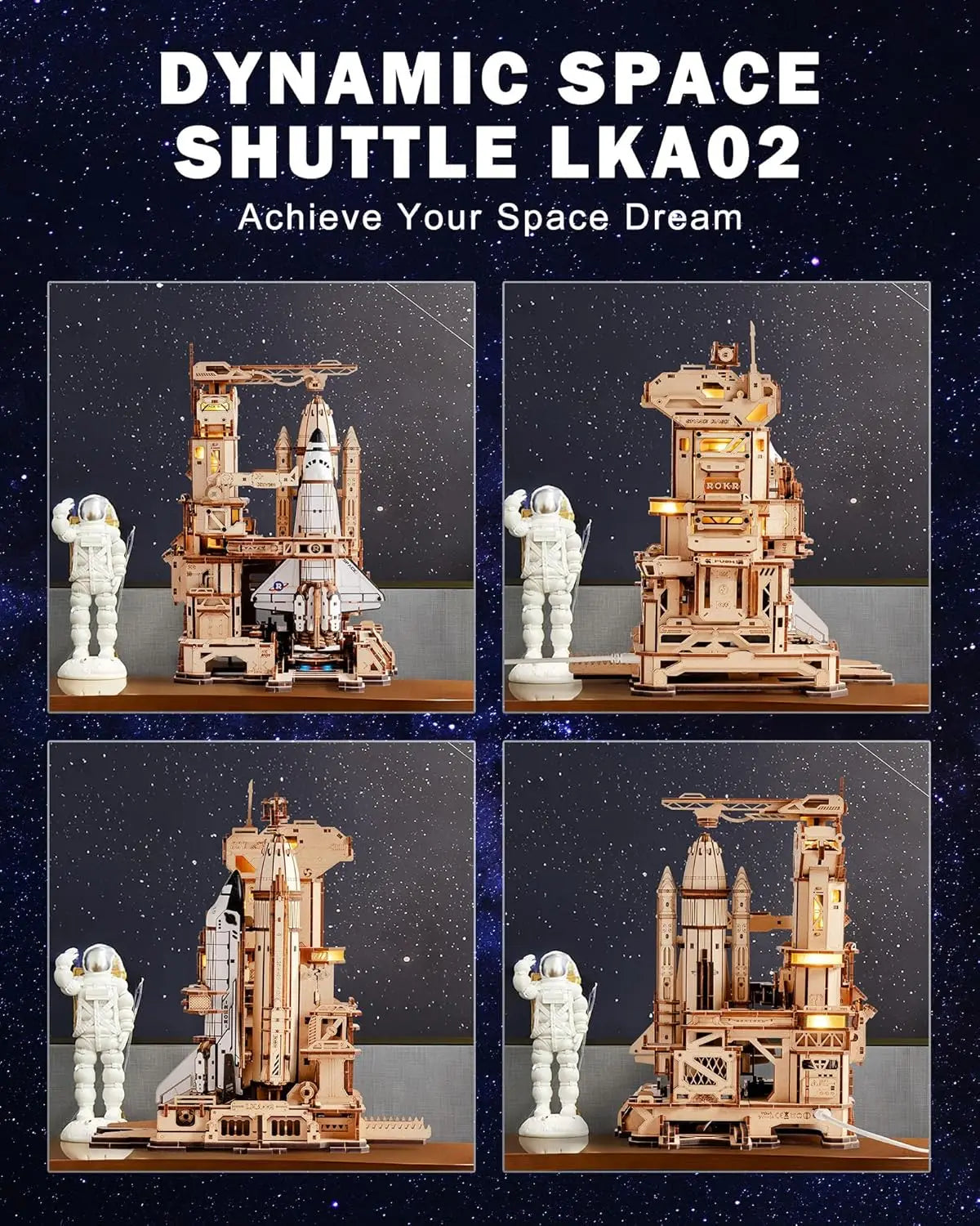 ROKR 3D Wooden Puzzle – Space Shuttle Model Kit for Adults
