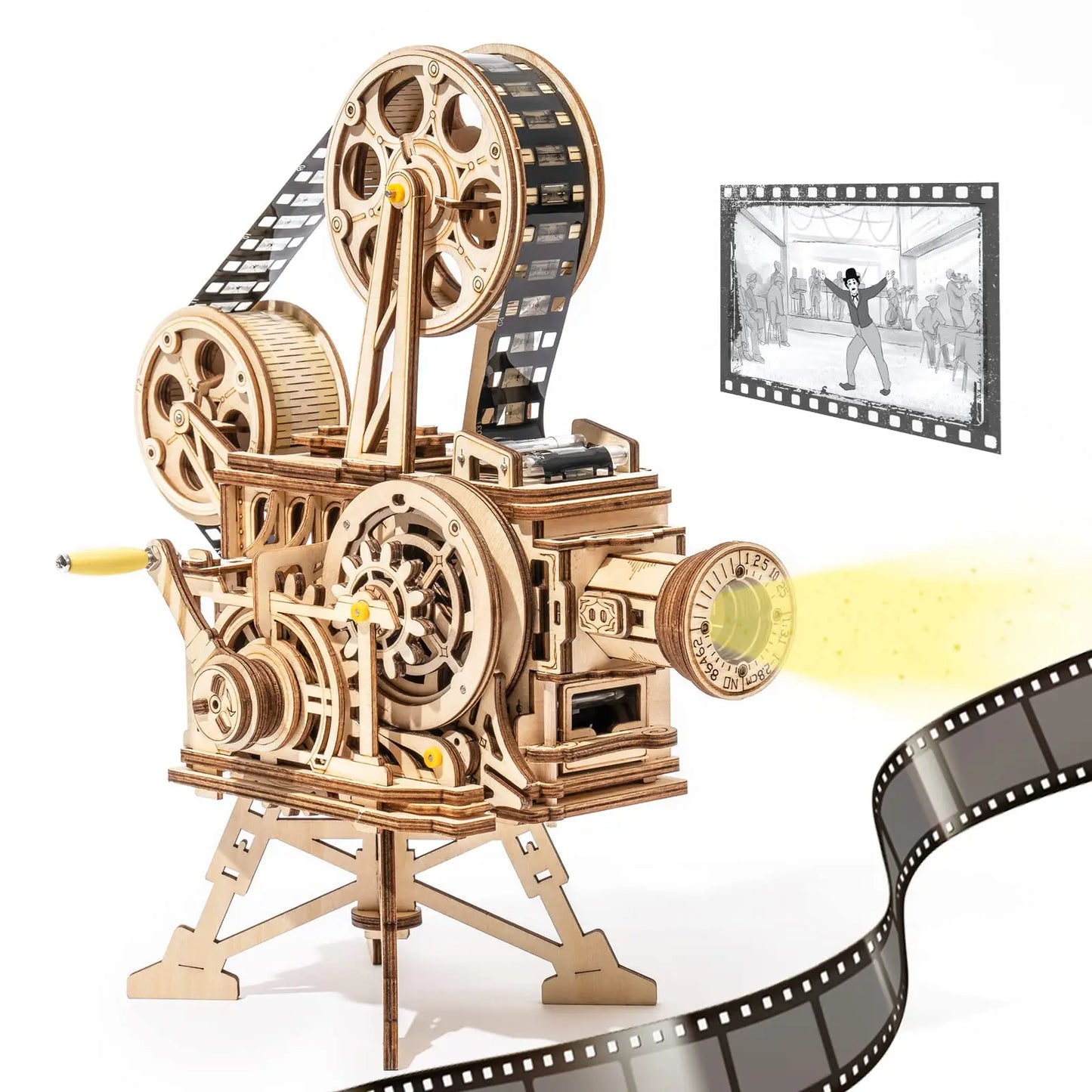 Vintage Cinema Maker: 3D Wooden Puzzle DIY Film Projector