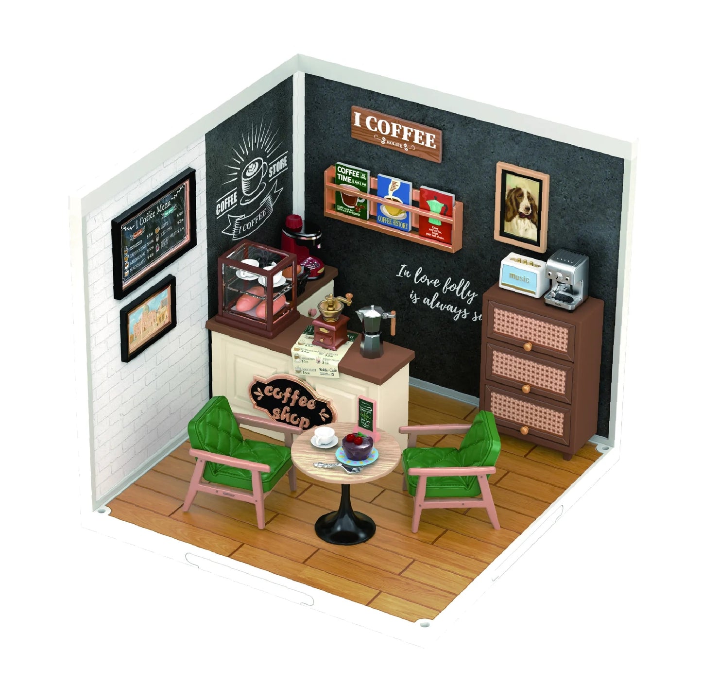 Super Creator Daily Plastic DIY Miniature House Cafe  Supply Store Building Block Sets.