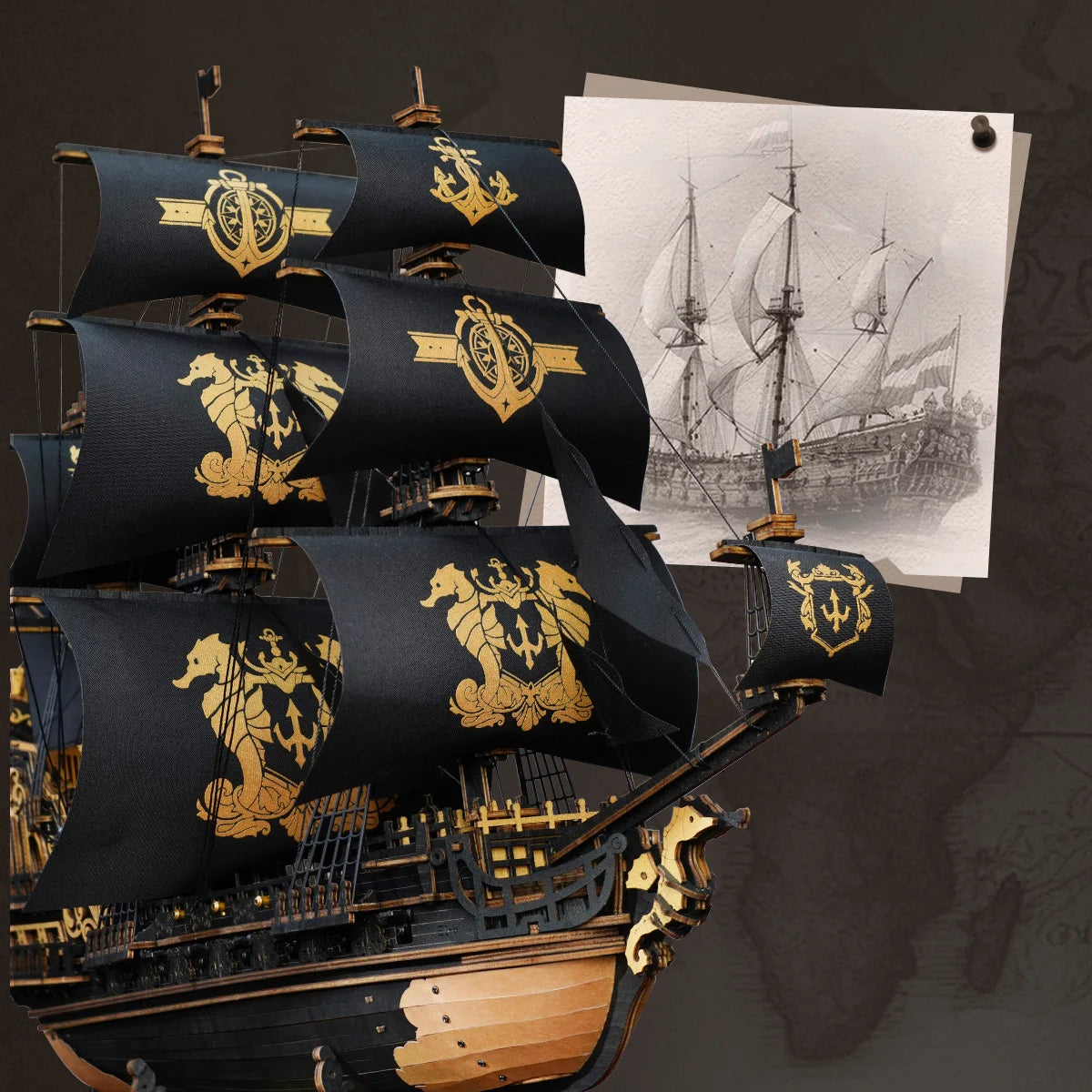 ROKR The Seahorse Barque – Wooden Ship Model Kit