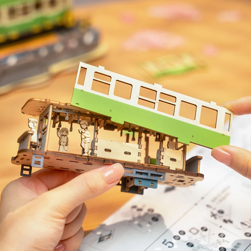 Sakura Journey Train - 3D Wooden Puzzle DIY Model Building Kit