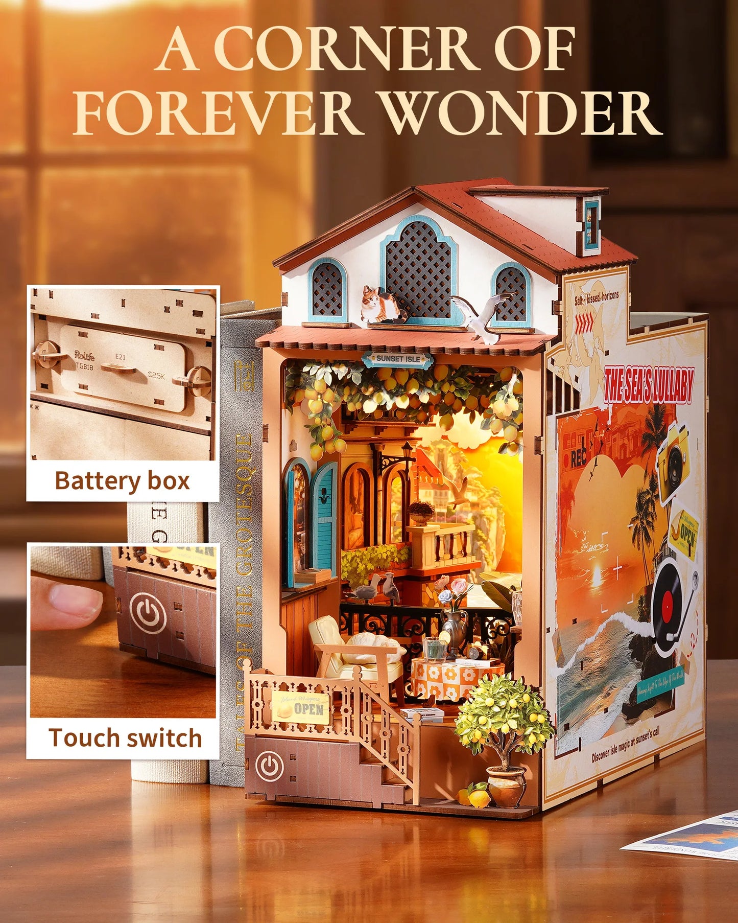 DIY Book Nook Kit Sunset Isle 3D Wooden Puzzle