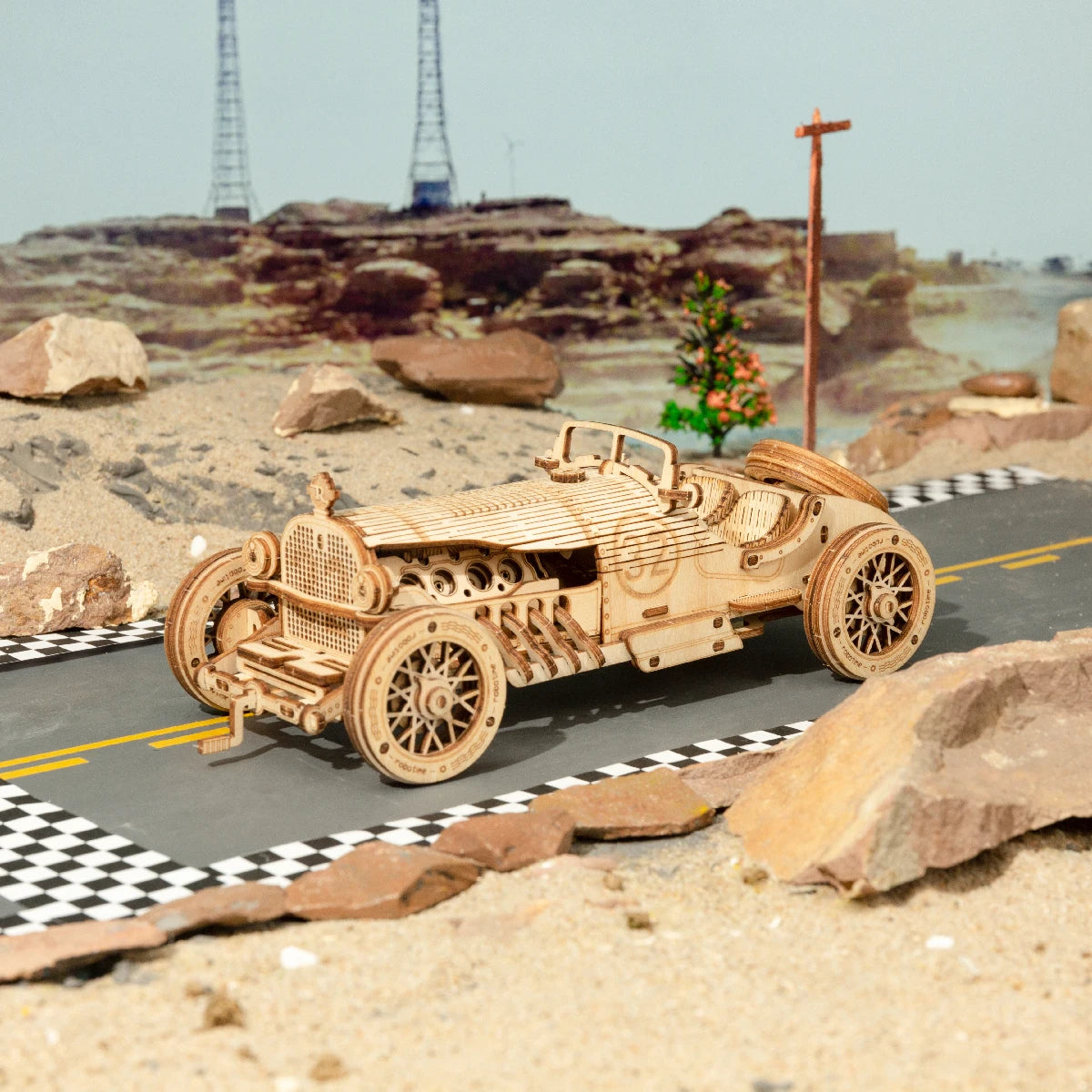 3D Wooden Puzzle Movable Steam Train Car Jeep DIY Model Kit
