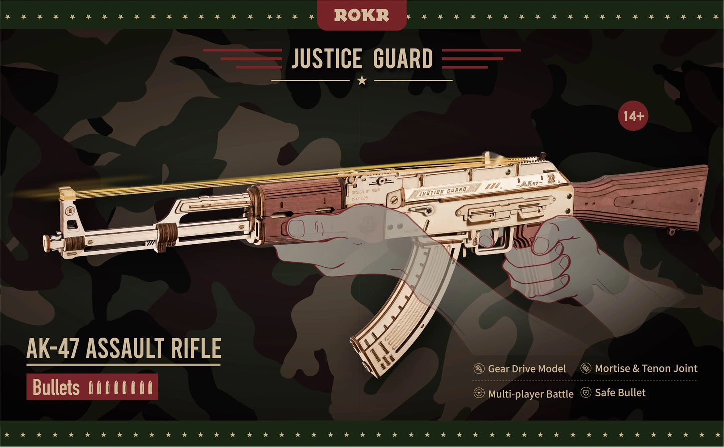 3D Wooden Puzzle Gun Automatic Rifle AK47 DIY
