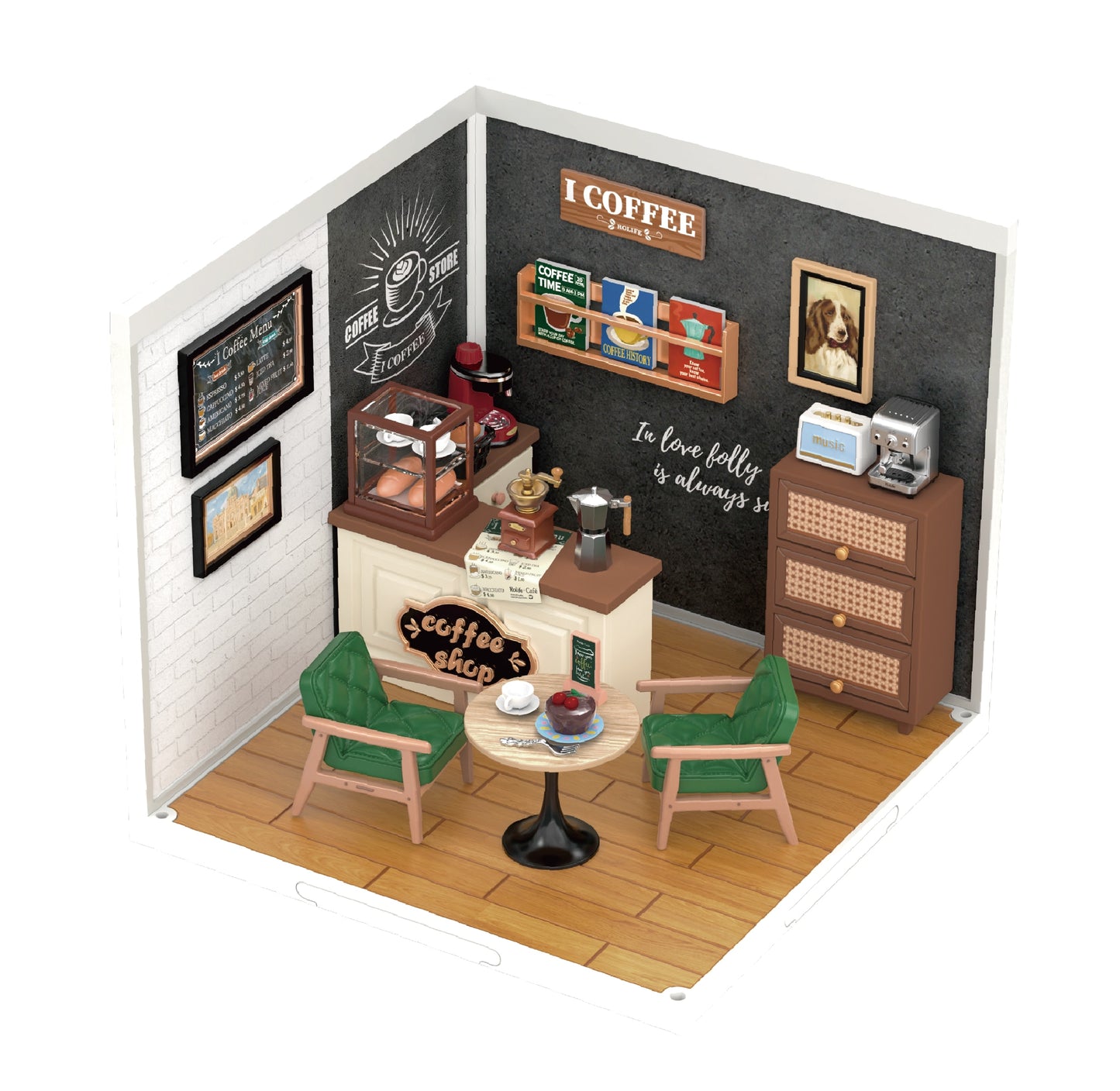 Super Creator Daily Plastic DIY Miniature House Cafe  Supply Store Building Block Sets.